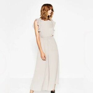 Zara Ruffle Satin Effect Jumpsuit S